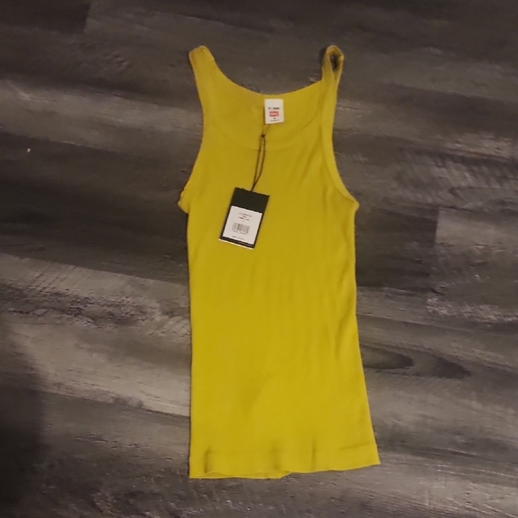 Re/Done Fine Ribbed Tank Top Pear Size M - Picture 4 of 6